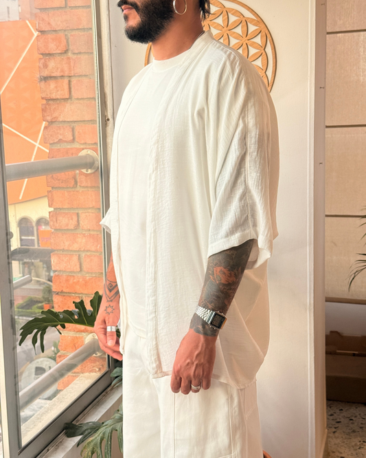 Kimono white linen - LUCHADOR COLOMBIA