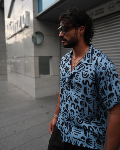 Camisa 3/4 onda azul - LUCHADOR COLOMBIA