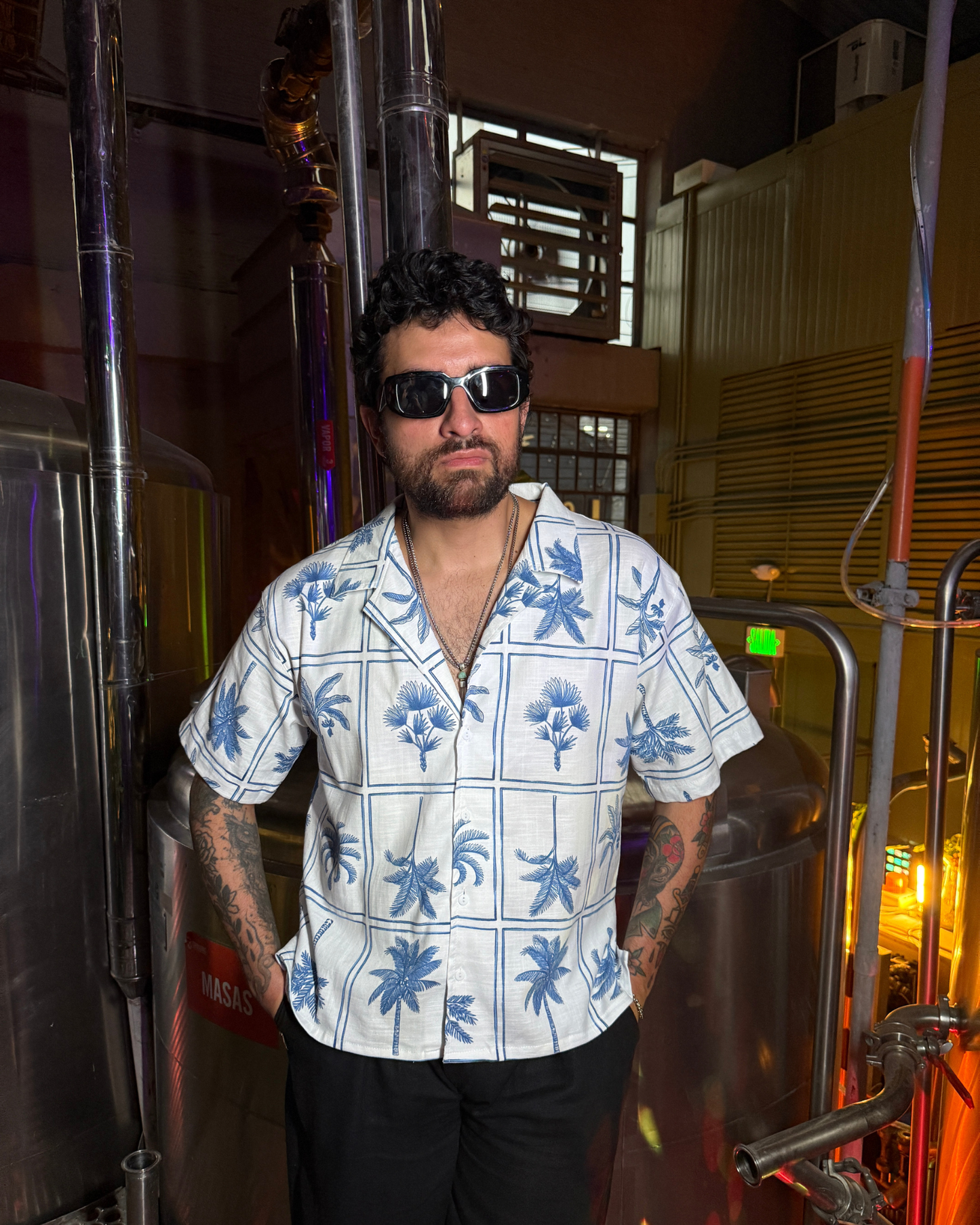 Camisa napoleon blue palms - LUCHADOR COLOMBIA