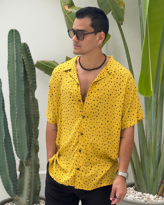 Camisa 3/4 mostaza dots