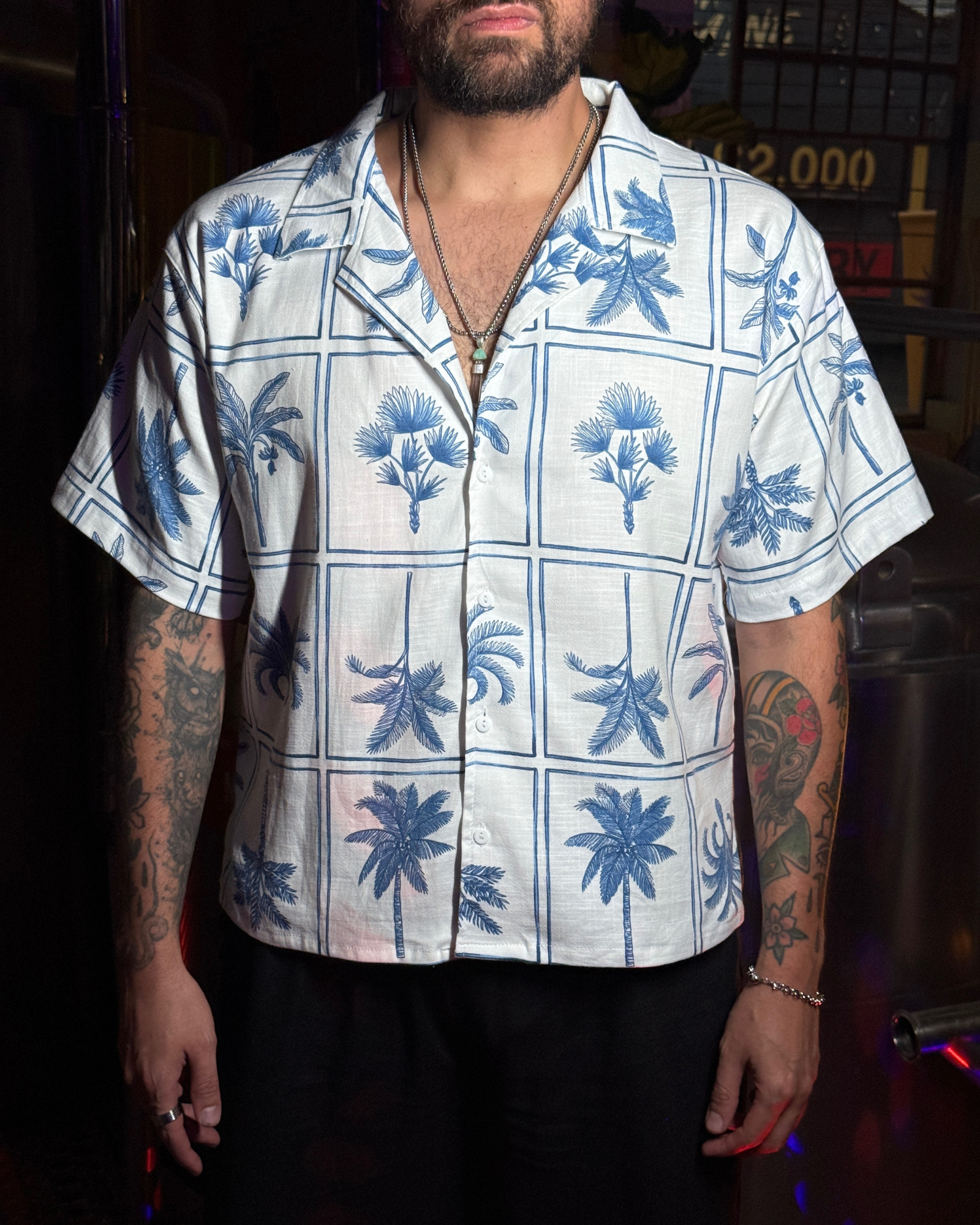 Camisa napoleon blue palms - LUCHADOR COLOMBIA