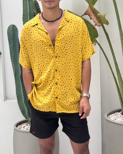 Camisa 3/4 mostaza dots