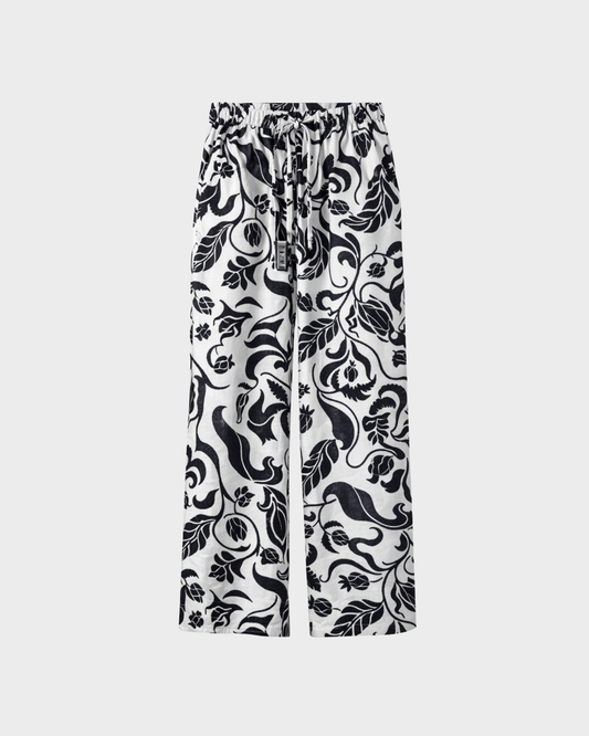 Pant bari black flowers
