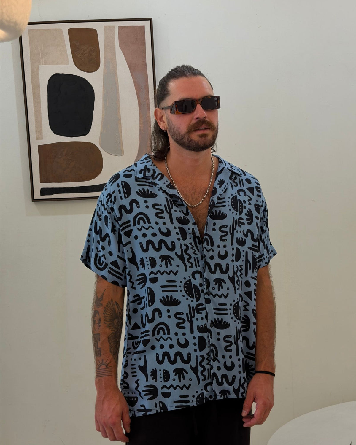 Camisa 3/4 onda azul