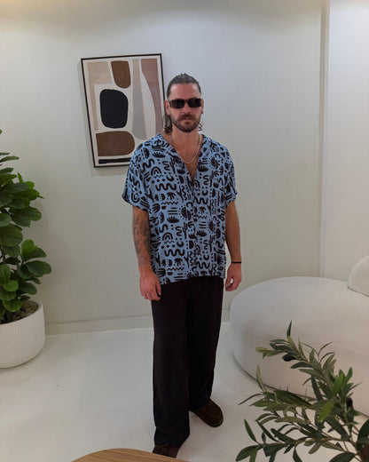 Camisa 3/4 onda azul