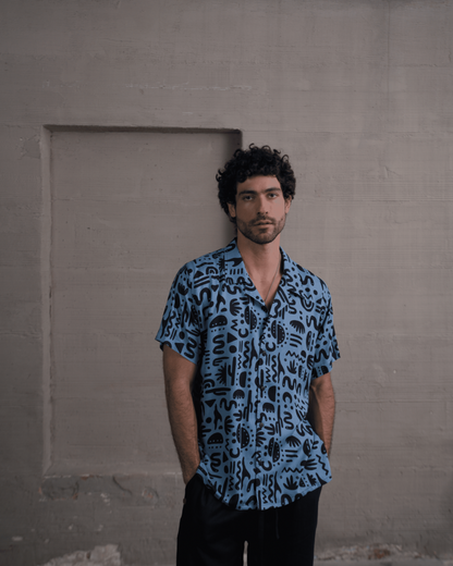 Camisa 3/4 onda azul - LUCHADOR COLOMBIA