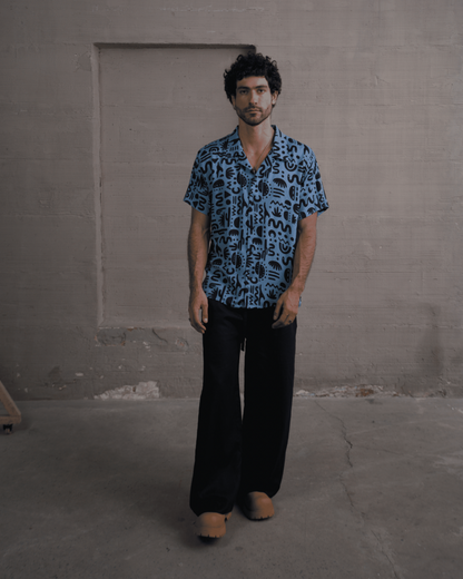 Camisa 3/4 onda azul - LUCHADOR COLOMBIA