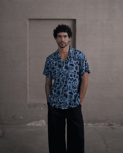 Camisa 3/4 onda azul - LUCHADOR COLOMBIA
